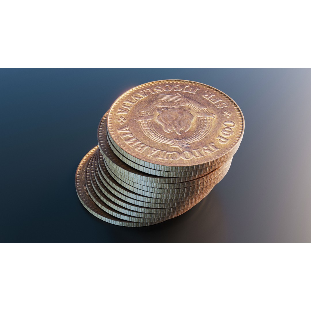 Yugoslav 20 Para Coin 3D Model – Low Poly PBR Scanned Asset, FBX - View 6