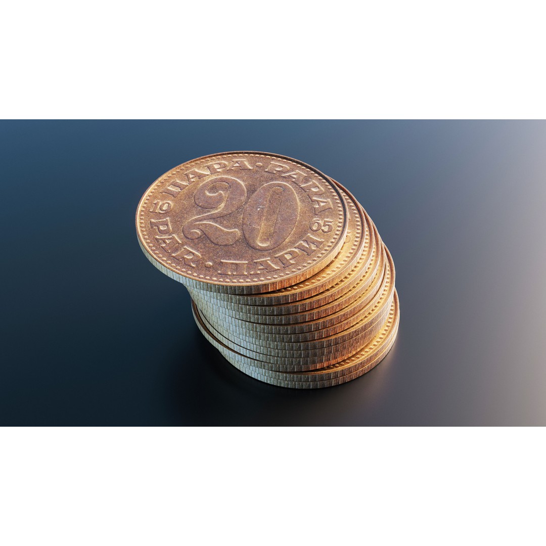 Yugoslav 20 Para Coin 3D Model – Low Poly PBR Scanned Asset, FBX - View 7