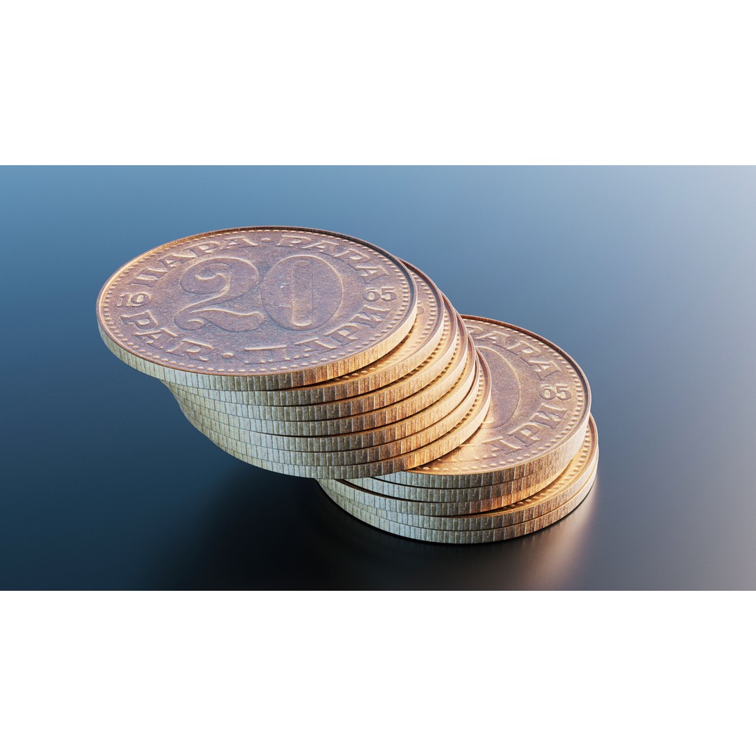 Yugoslav 20 Para Coin 3D Model – Low Poly PBR Scanned Asset, FBX - View 8