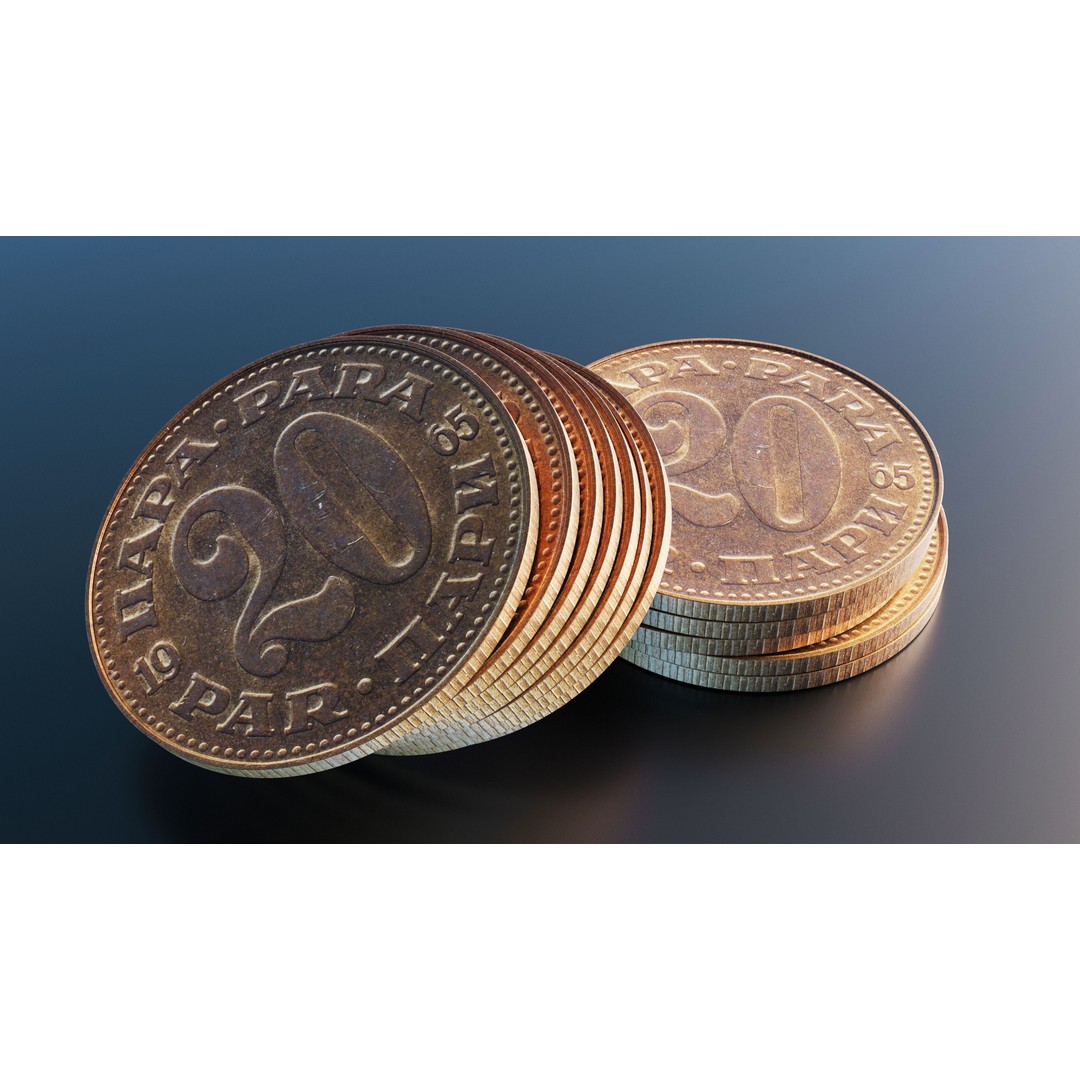 Yugoslav 20 Para Coin 3D Model – Low Poly PBR Scanned Asset, FBX - View 9