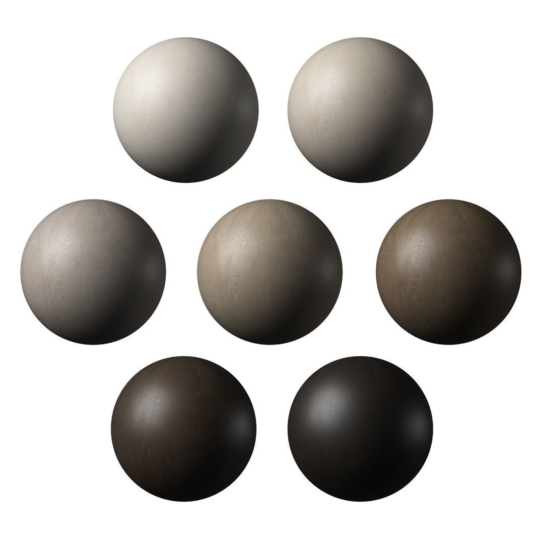 Oak Wood Materials 3D Model – 7 Colors, PBR Textures, FBX, OBJ - View 3
