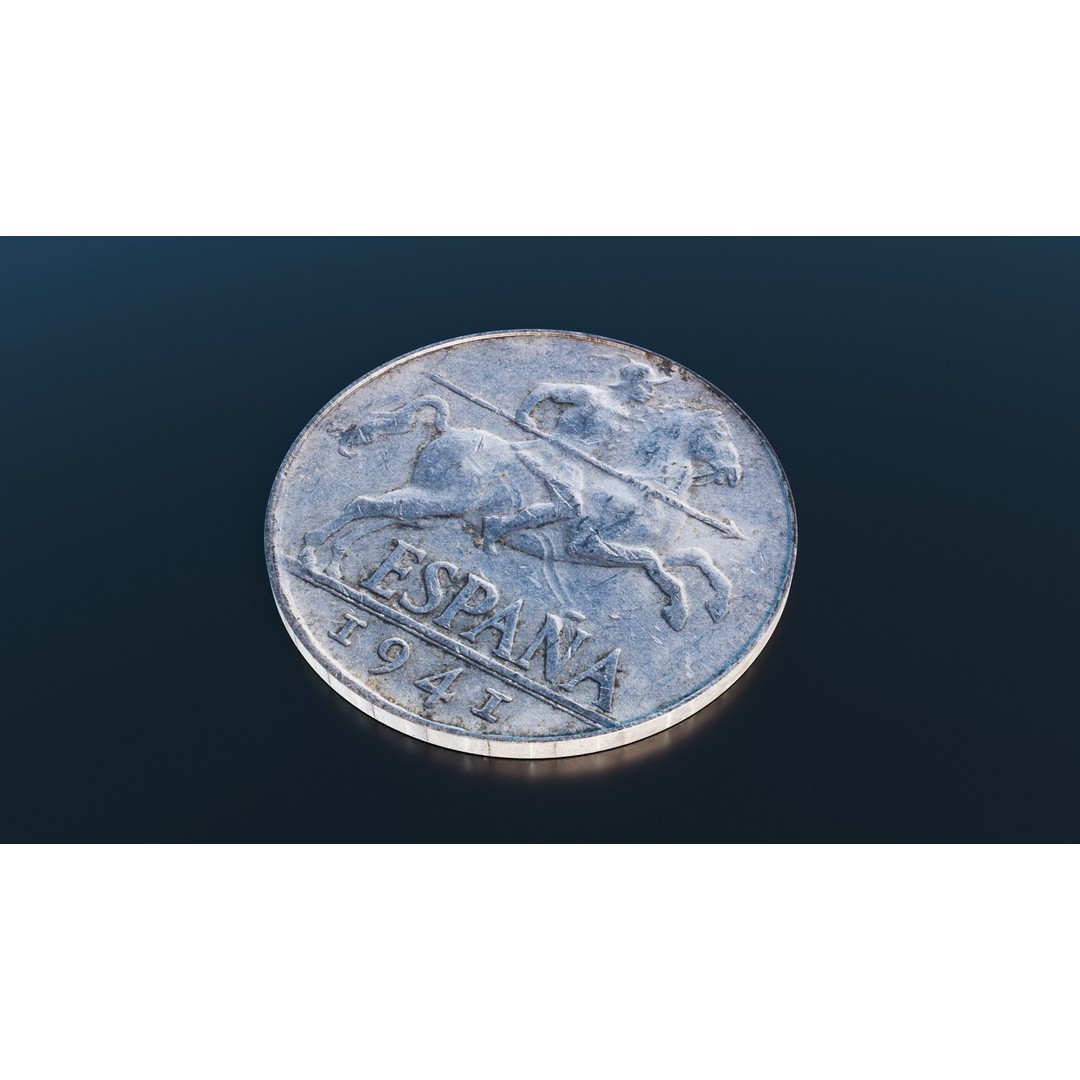 Spain 10 Centimos Coin 3D Model – Low Poly Scanned Asset, FBX - View 4