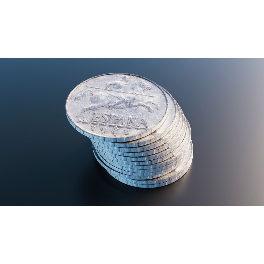Spain 10 Centimos Coin 3D Model – Low Poly Scanned Asset, FBX - View 7