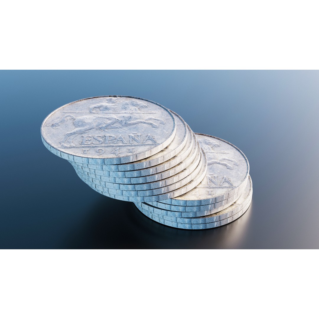 Spain 10 Centimos Coin 3D Model – Low Poly Scanned Asset, FBX - View 8