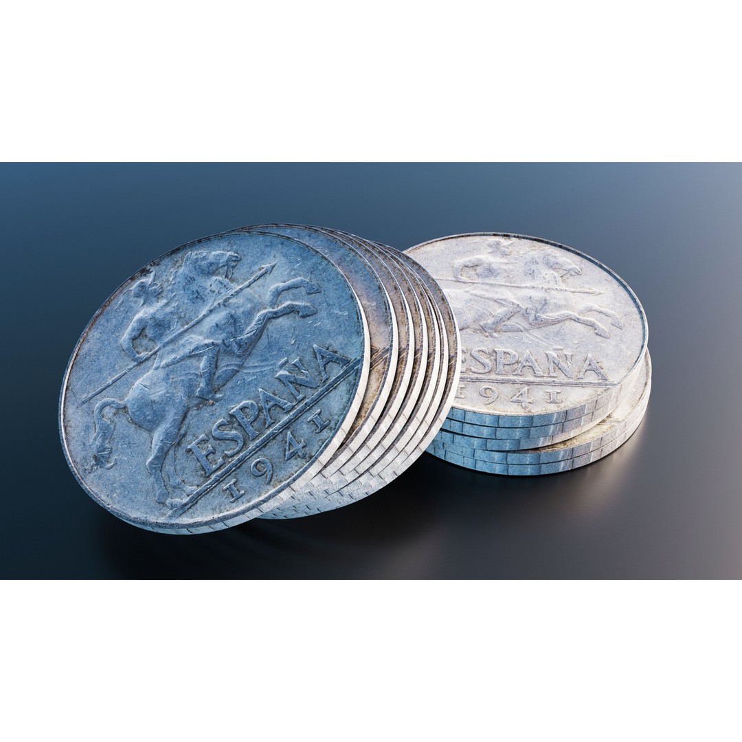 Spain 10 Centimos Coin 3D Model – Low Poly Scanned Asset, FBX - View 9