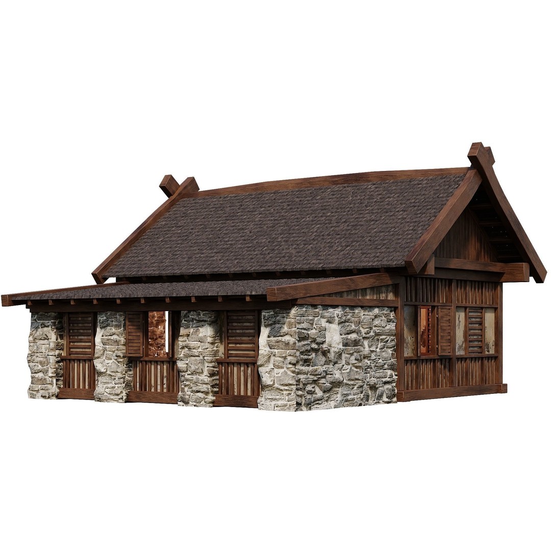Old Medieval Building 3D Model – Low Poly Game Asset, FBX & OBJ - View 10