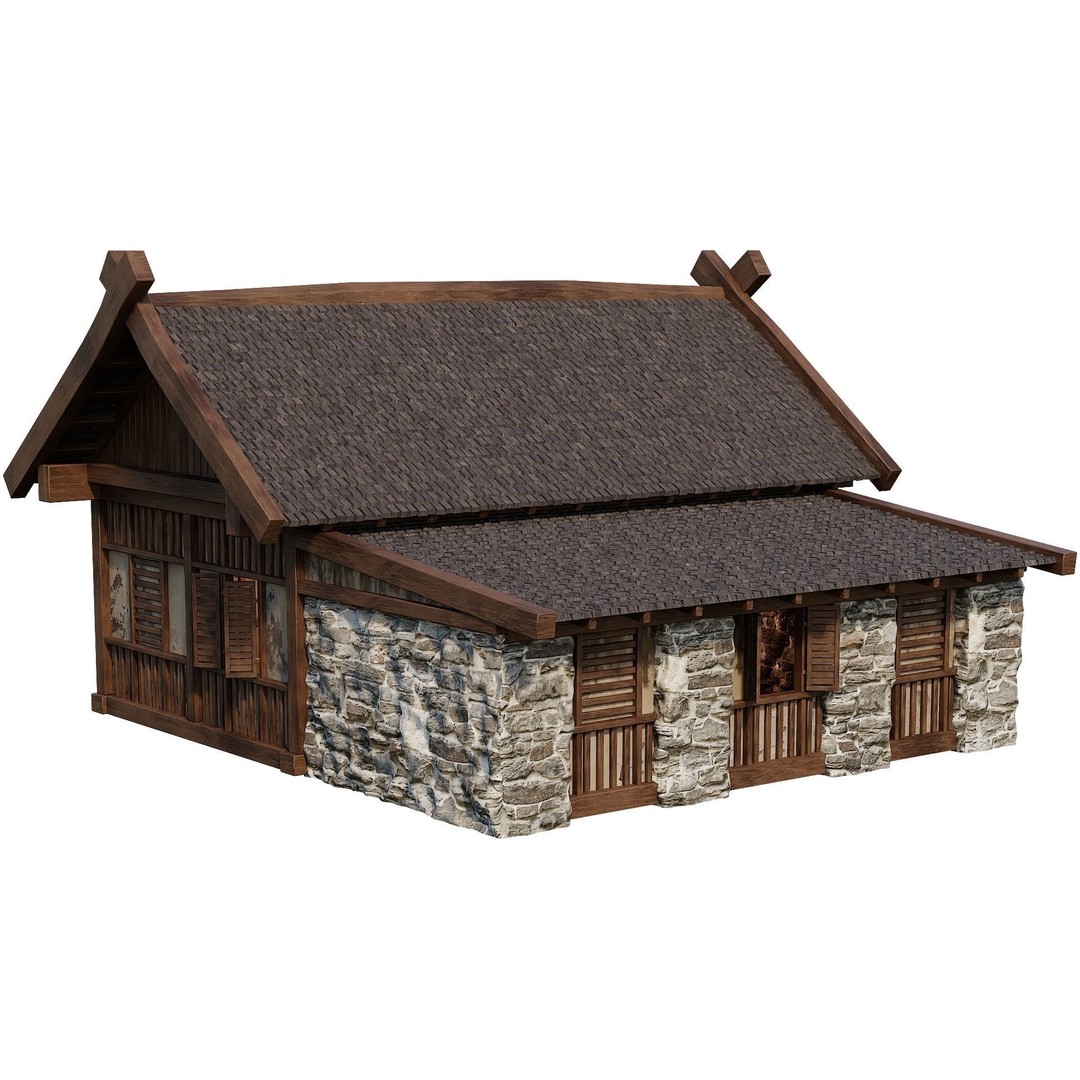 Old Medieval Building 3D Model – Low Poly Game Asset, FBX & OBJ - View 12