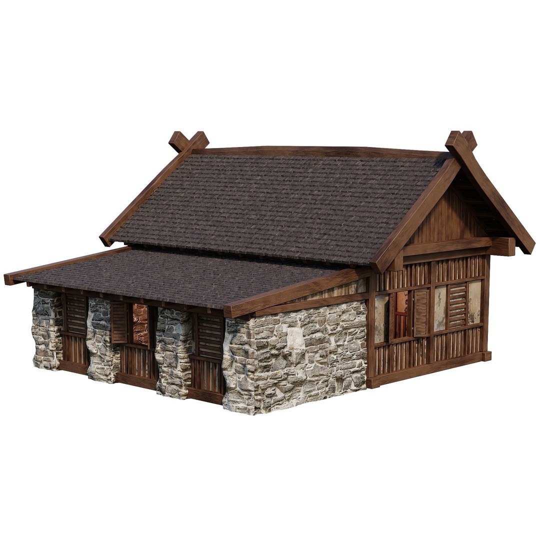 Old Medieval Building 3D Model – Low Poly Game Asset, FBX & OBJ - View 13