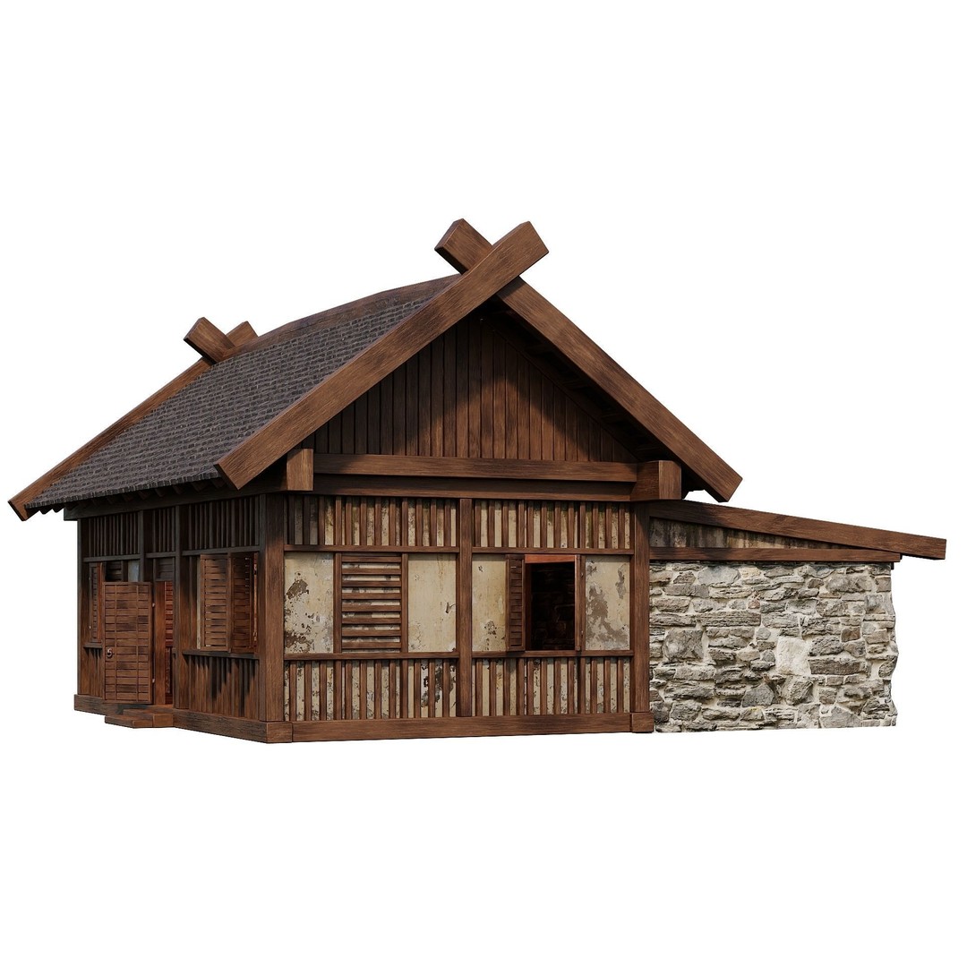 Old Medieval Building 3D Model – Low Poly Game Asset, FBX & OBJ - View 5