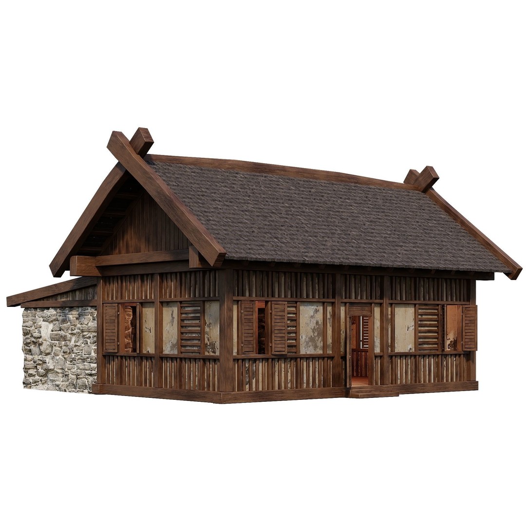 Old Medieval Building 3D Model – Low Poly Game Asset, FBX & OBJ - View 6