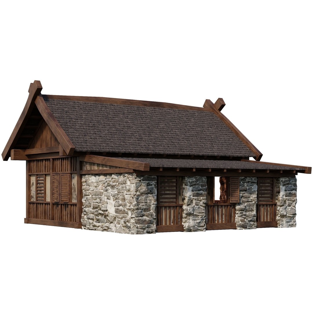 Old Medieval Building 3D Model – Low Poly Game Asset, FBX & OBJ - View 7