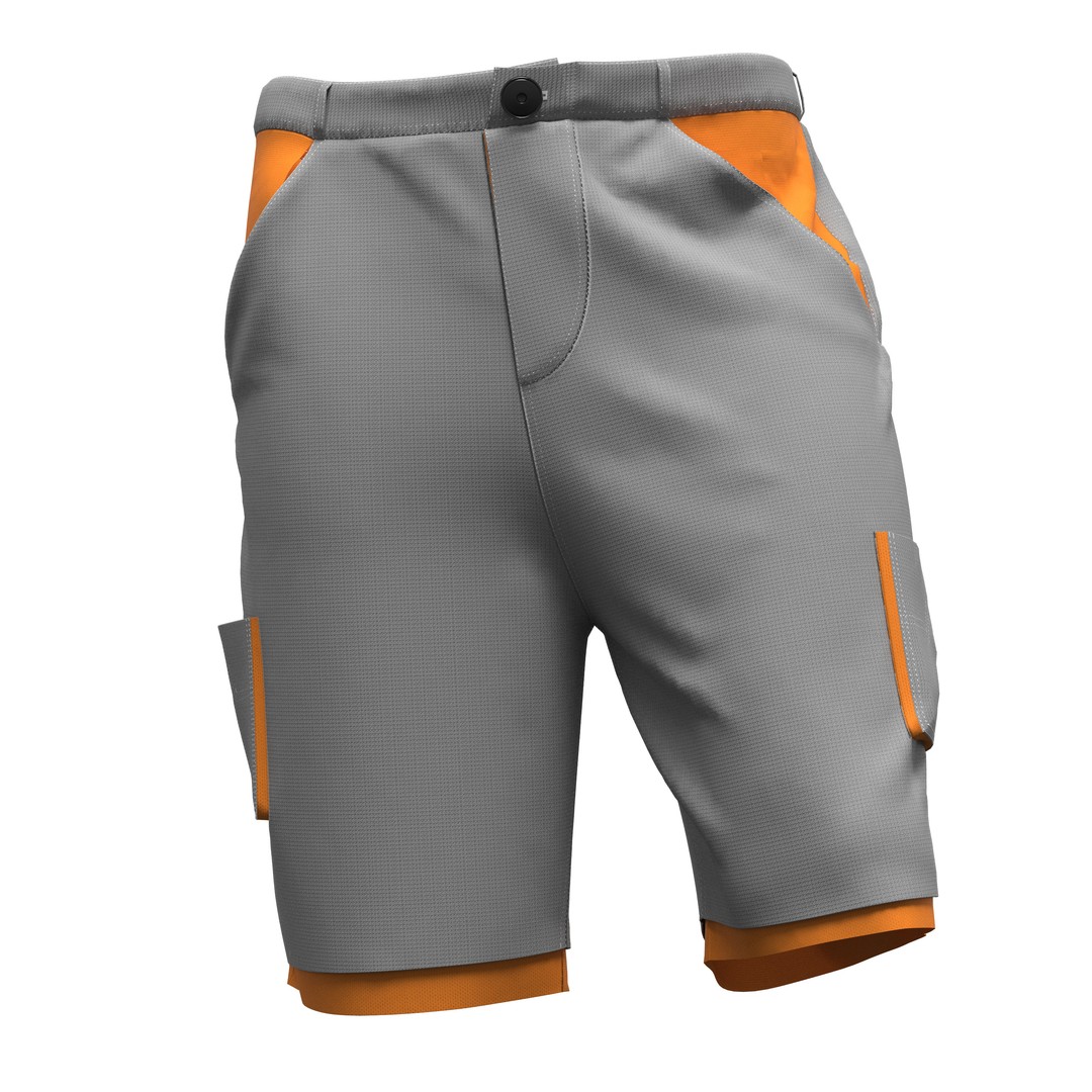 Sporty Cargo Shorts 3D Model – CLO 3D Accurate Patterns, Game Ready - View 3