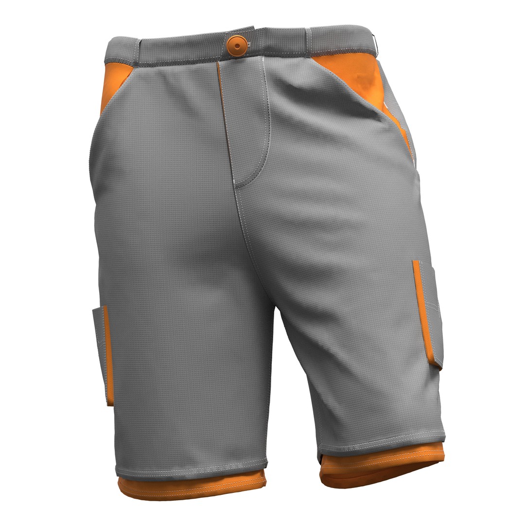 Sporty Cargo Shorts 3D Model – CLO 3D Accurate Patterns, Game Ready - View 4