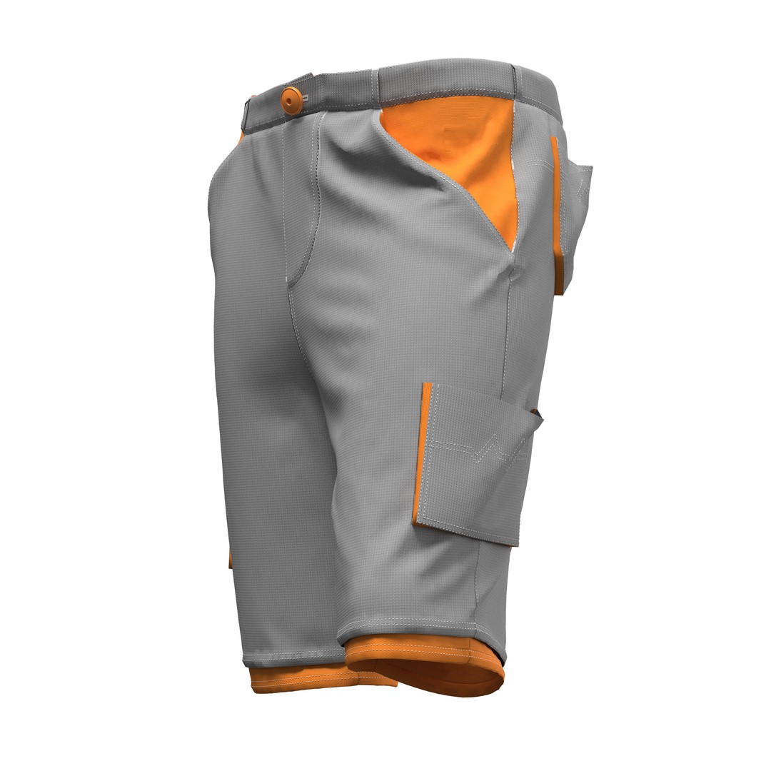 Sporty Cargo Shorts 3D Model – CLO 3D Accurate Patterns, Game Ready - View 5