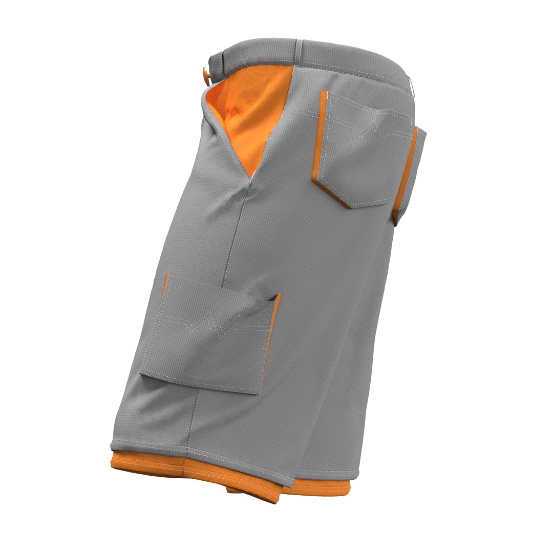 Sporty Cargo Shorts 3D Model – CLO 3D Accurate Patterns, Game Ready - View 6