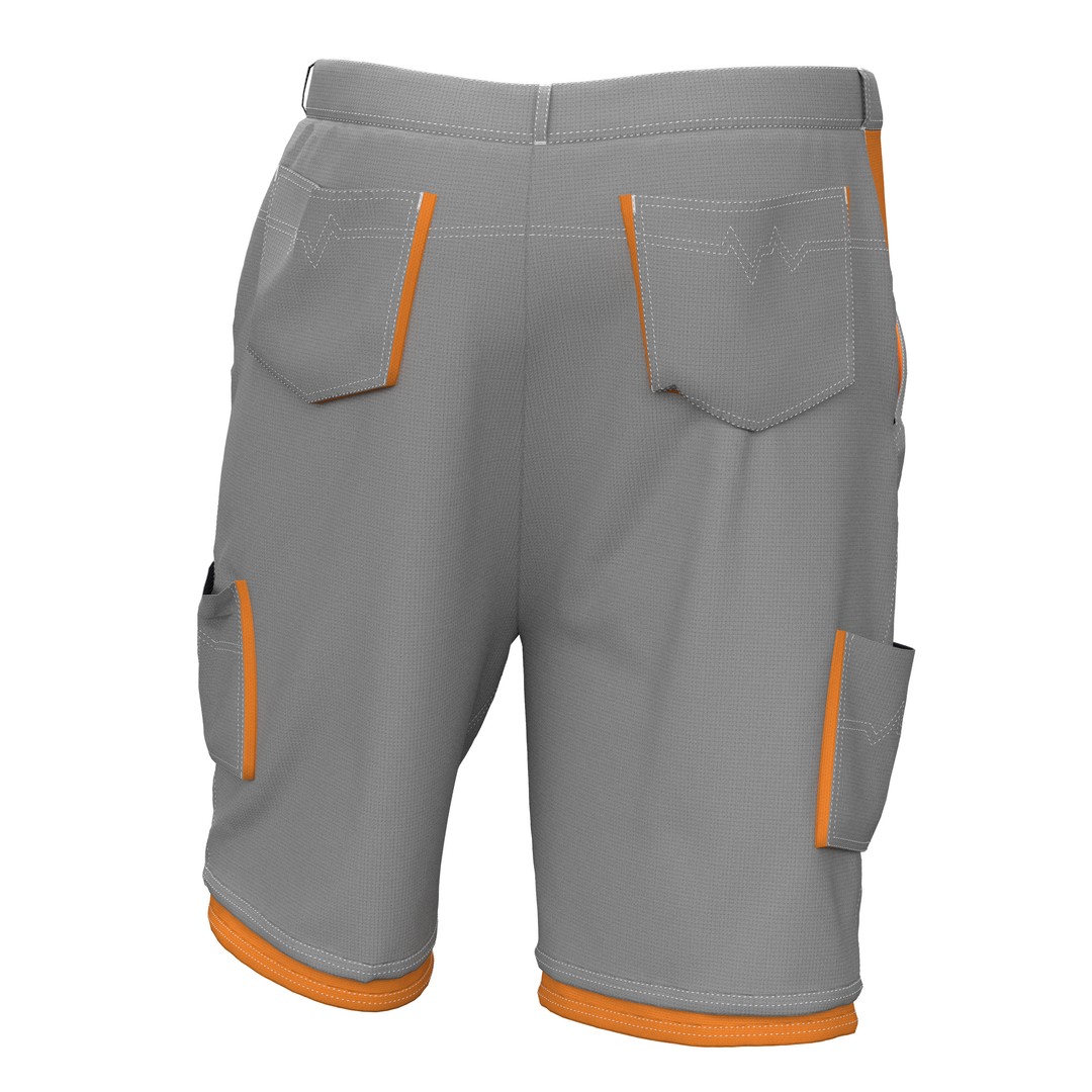 Sporty Cargo Shorts 3D Model – CLO 3D Accurate Patterns, Game Ready - View 7
