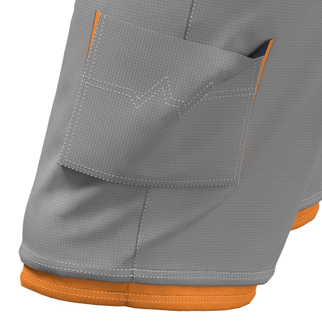 Sporty Cargo Shorts 3D Model – CLO 3D Accurate Patterns, Game Ready - View 9