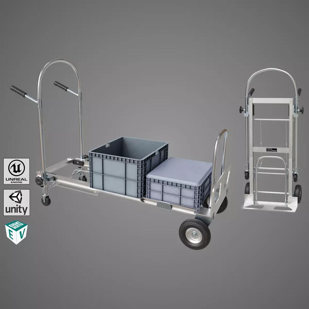 Convertible Hand Truck 3D Model – Low Poly PBR Game Asset, FBX - View 2