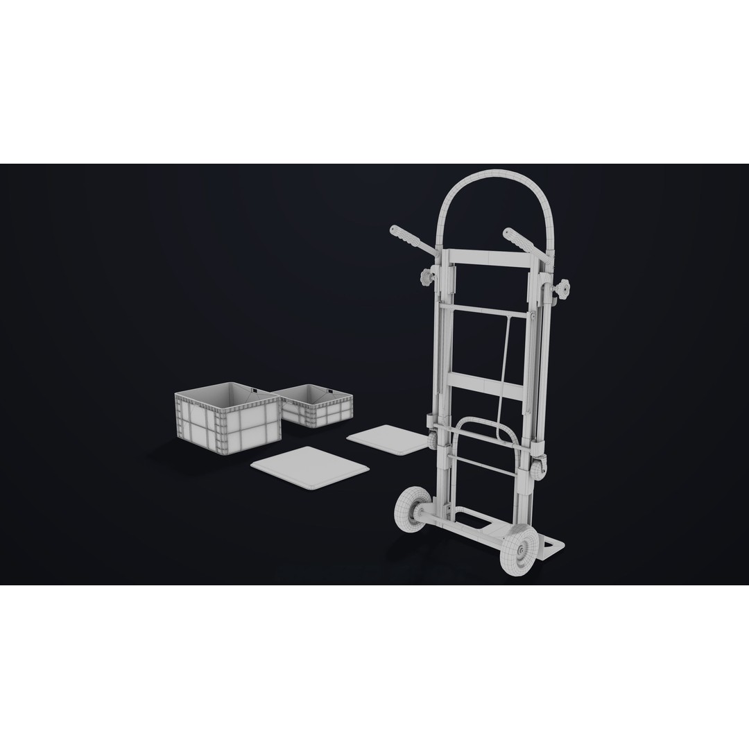 Convertible Hand Truck 3D Model – Low Poly PBR Game Asset, FBX - View 22