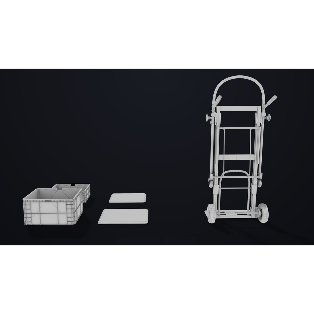 Convertible Hand Truck 3D Model – Low Poly PBR Game Asset, FBX - View 23