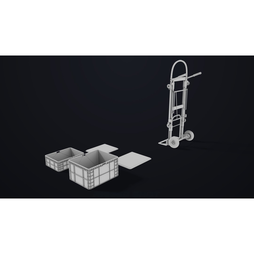 Convertible Hand Truck 3D Model – Low Poly PBR Game Asset, FBX - View 24