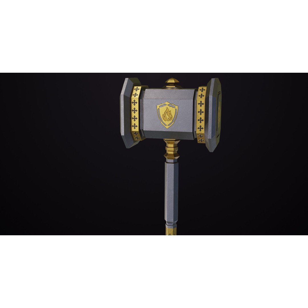 Battle Hammer 3D Model – Low Poly PBR Weapon for Games, FBX - View 10