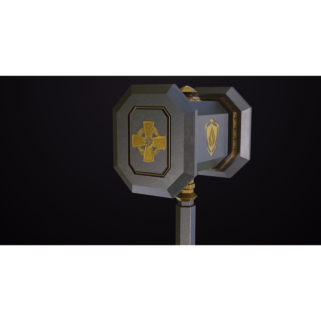 Battle Hammer 3D Model – Low Poly PBR Weapon for Games, FBX - View 14