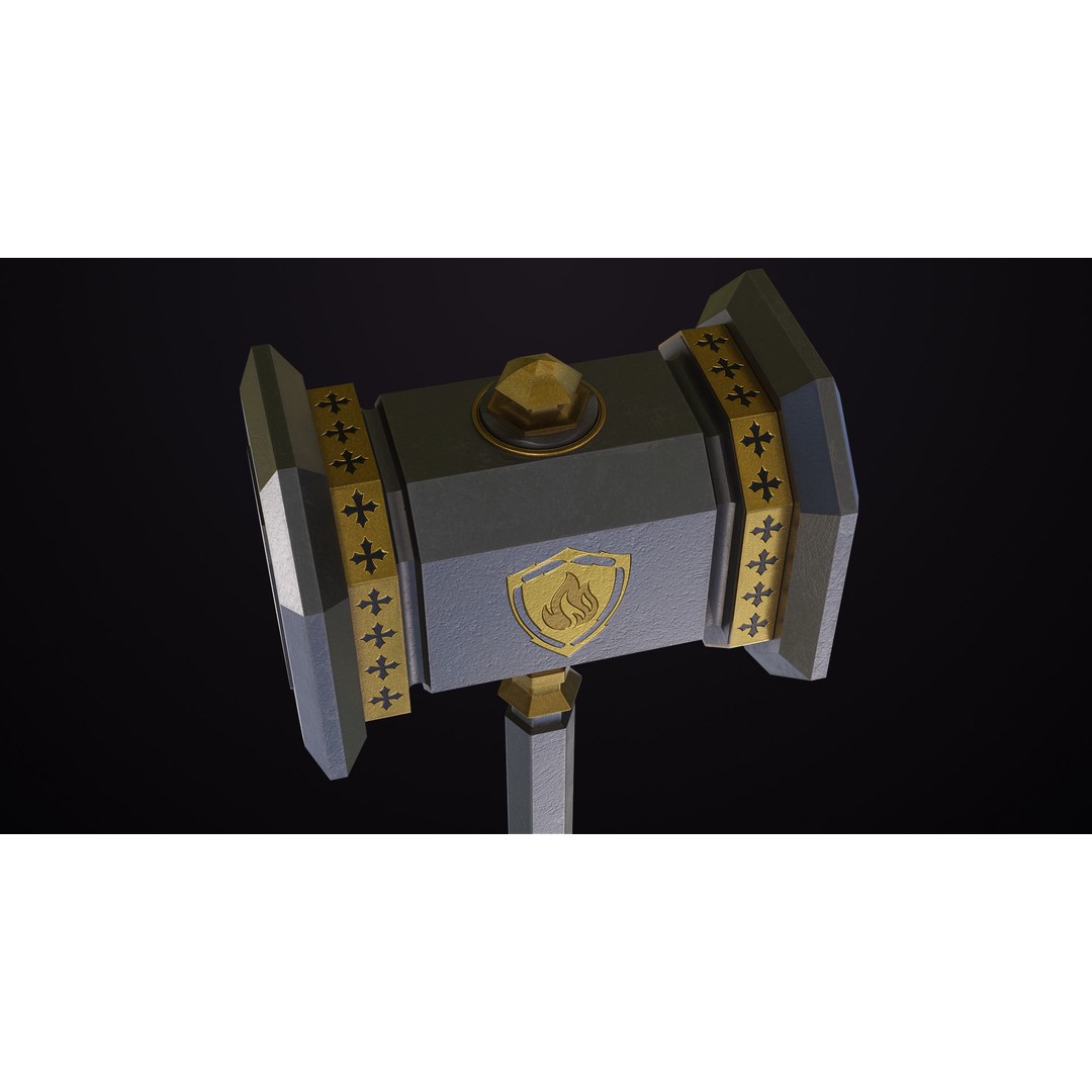 Battle Hammer 3D Model – Low Poly PBR Weapon for Games, FBX - View 15