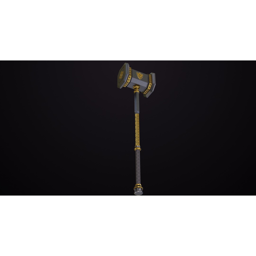 Battle Hammer 3D Model – Low Poly PBR Weapon for Games, FBX - View 16