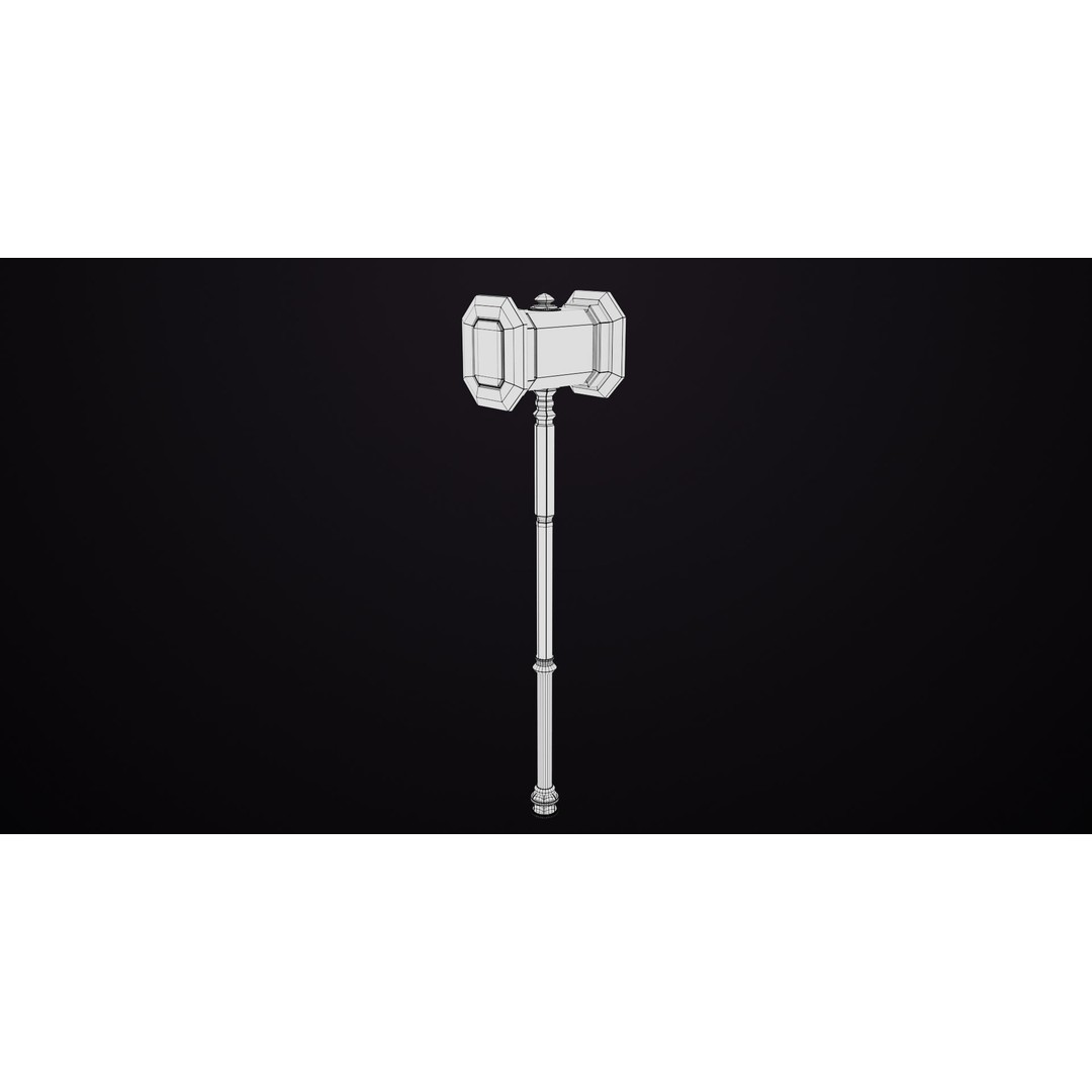 Battle Hammer 3D Model – Low Poly PBR Weapon for Games, FBX - View 17