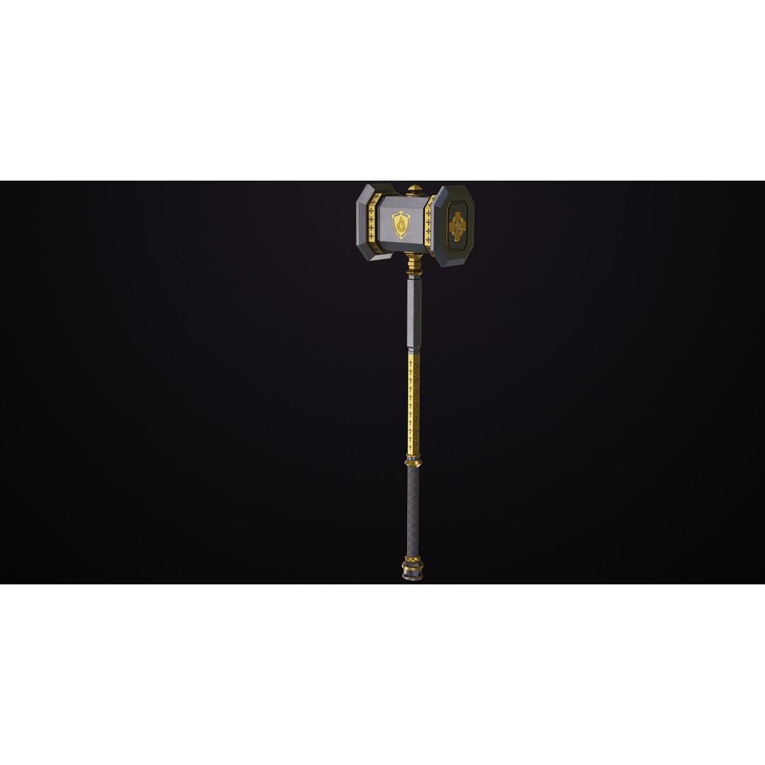 Battle Hammer 3D Model – Low Poly PBR Weapon for Games, FBX - View 4