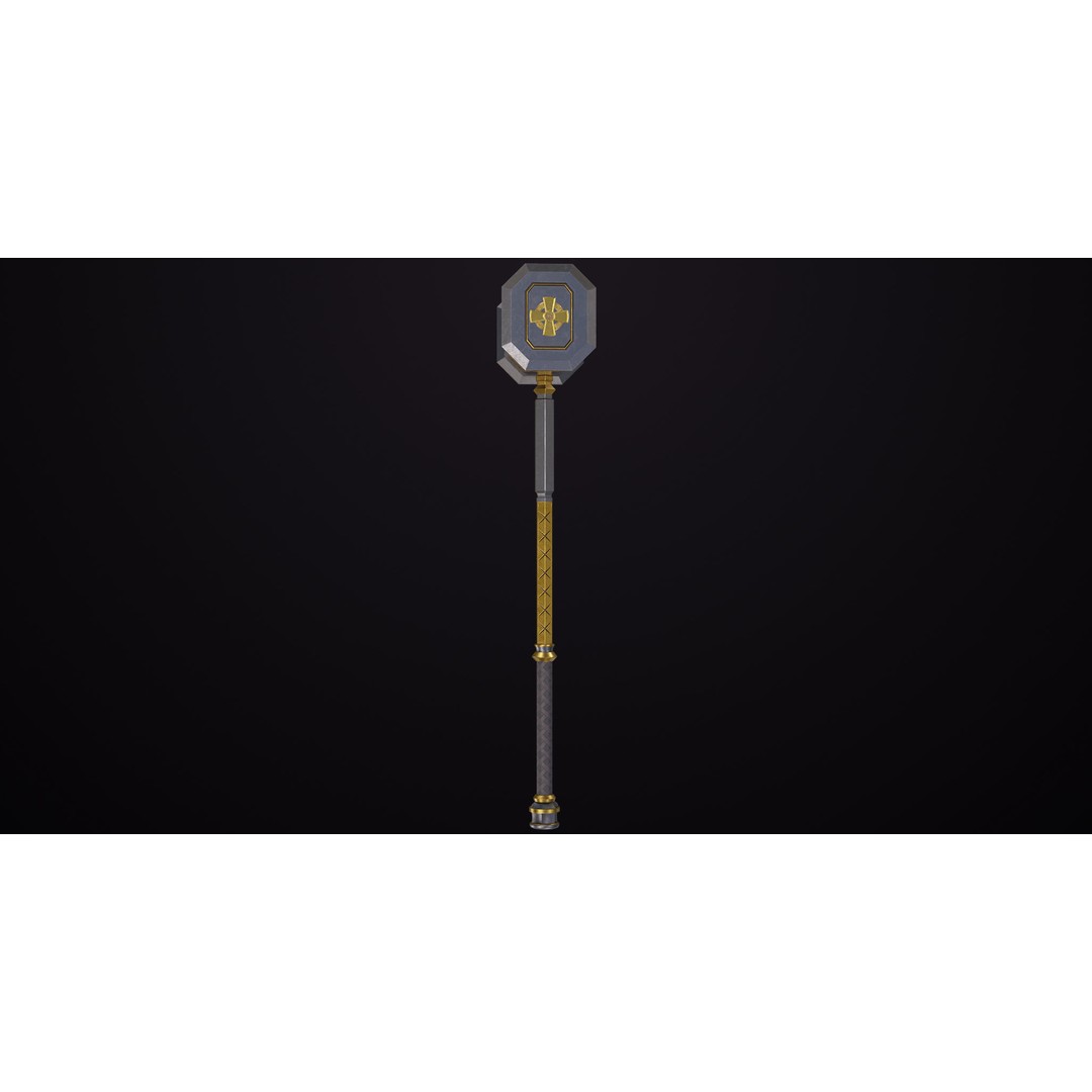 Battle Hammer 3D Model – Low Poly PBR Weapon for Games, FBX - View 6