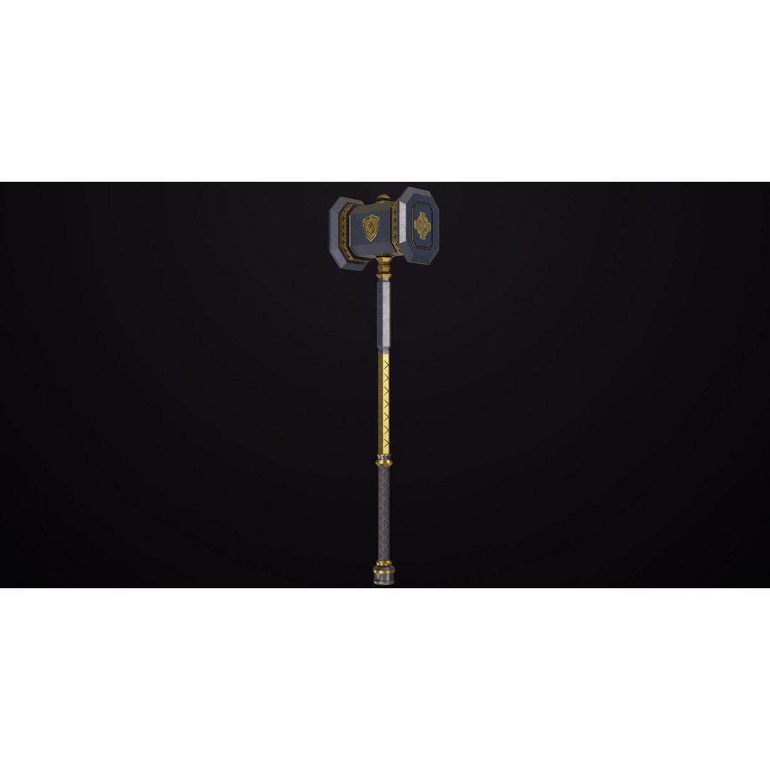 Battle Hammer 3D Model – Low Poly PBR Weapon for Games, FBX - View 7