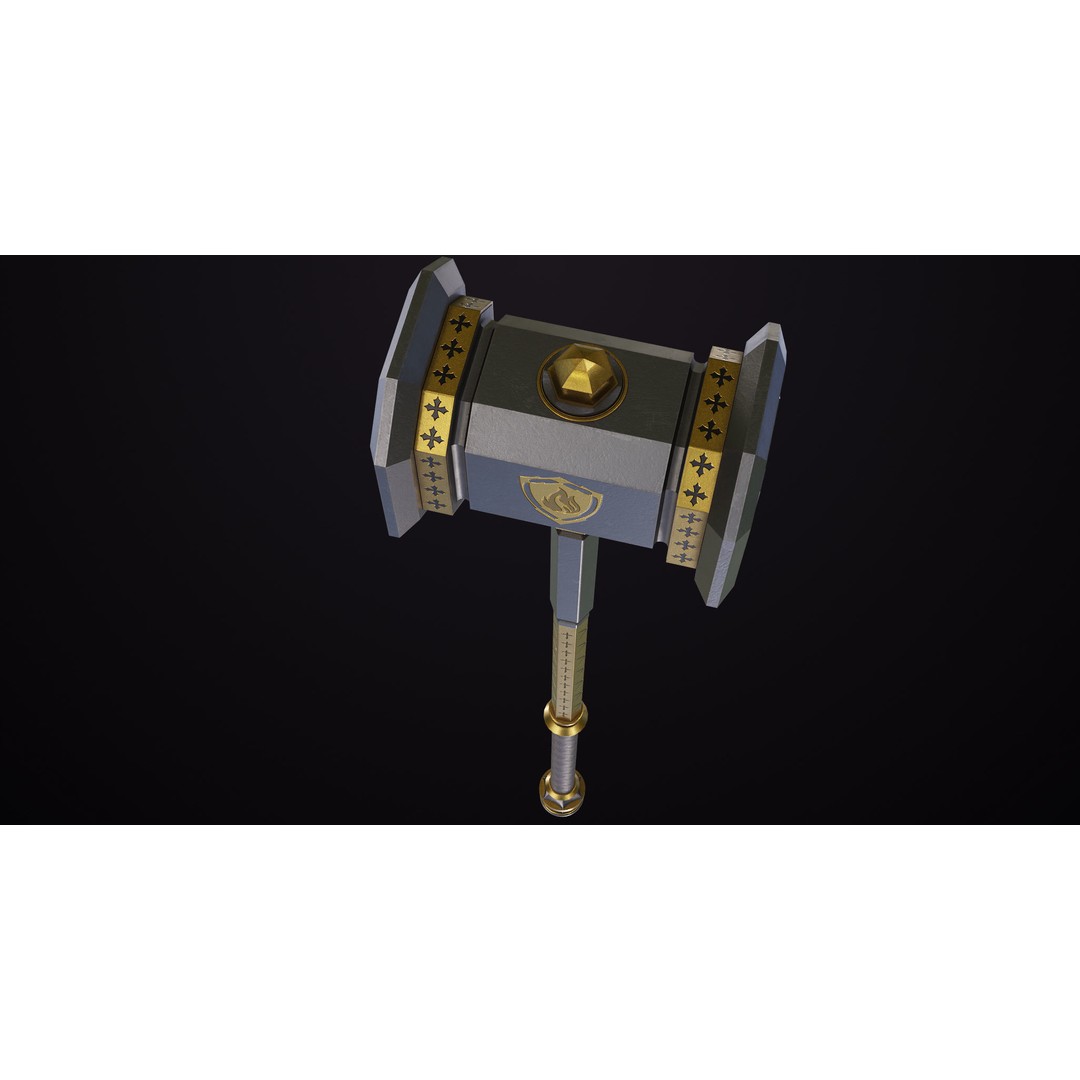 Battle Hammer 3D Model – Low Poly PBR Weapon for Games, FBX - View 8