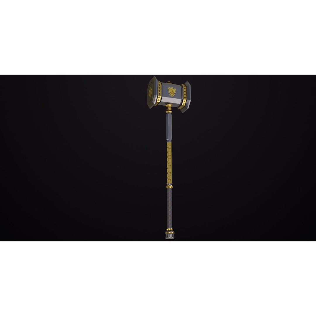 Battle Hammer 3D Model – Low Poly PBR Weapon for Games, FBX - View 9