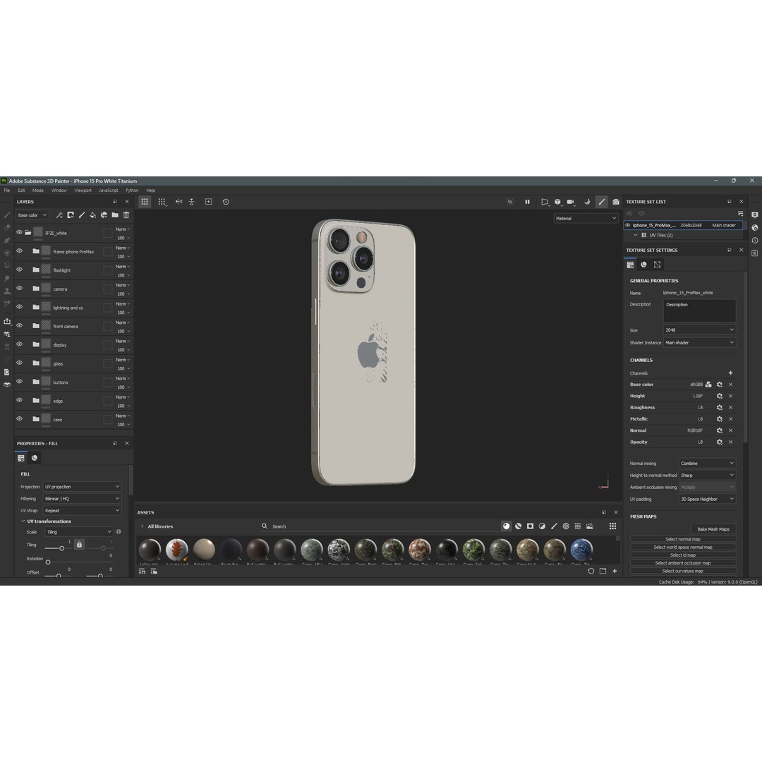 Apple iPhone 15 Pro 3D Model – Low Poly Game Ready Asset, FBX, OBJ - View 20