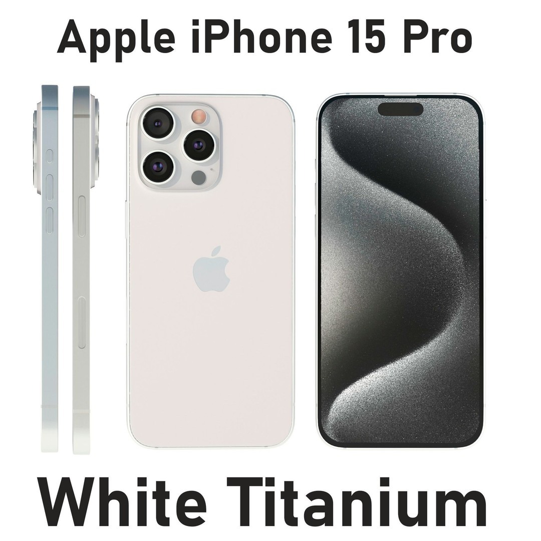 Apple iPhone 15 Pro 3D Model – Low Poly Game Ready Asset, FBX, OBJ - View 3