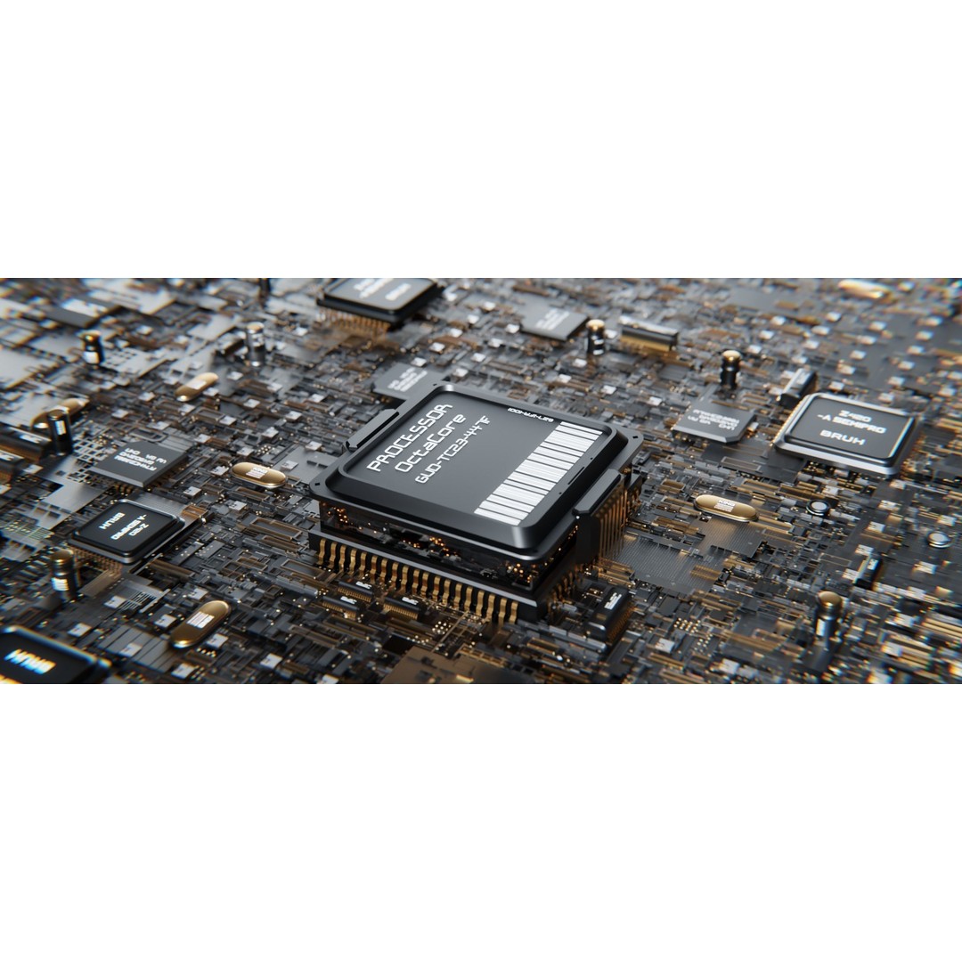 Motherboard 3D Model – High Poly Electronic Component, FBX, PBR - View 5