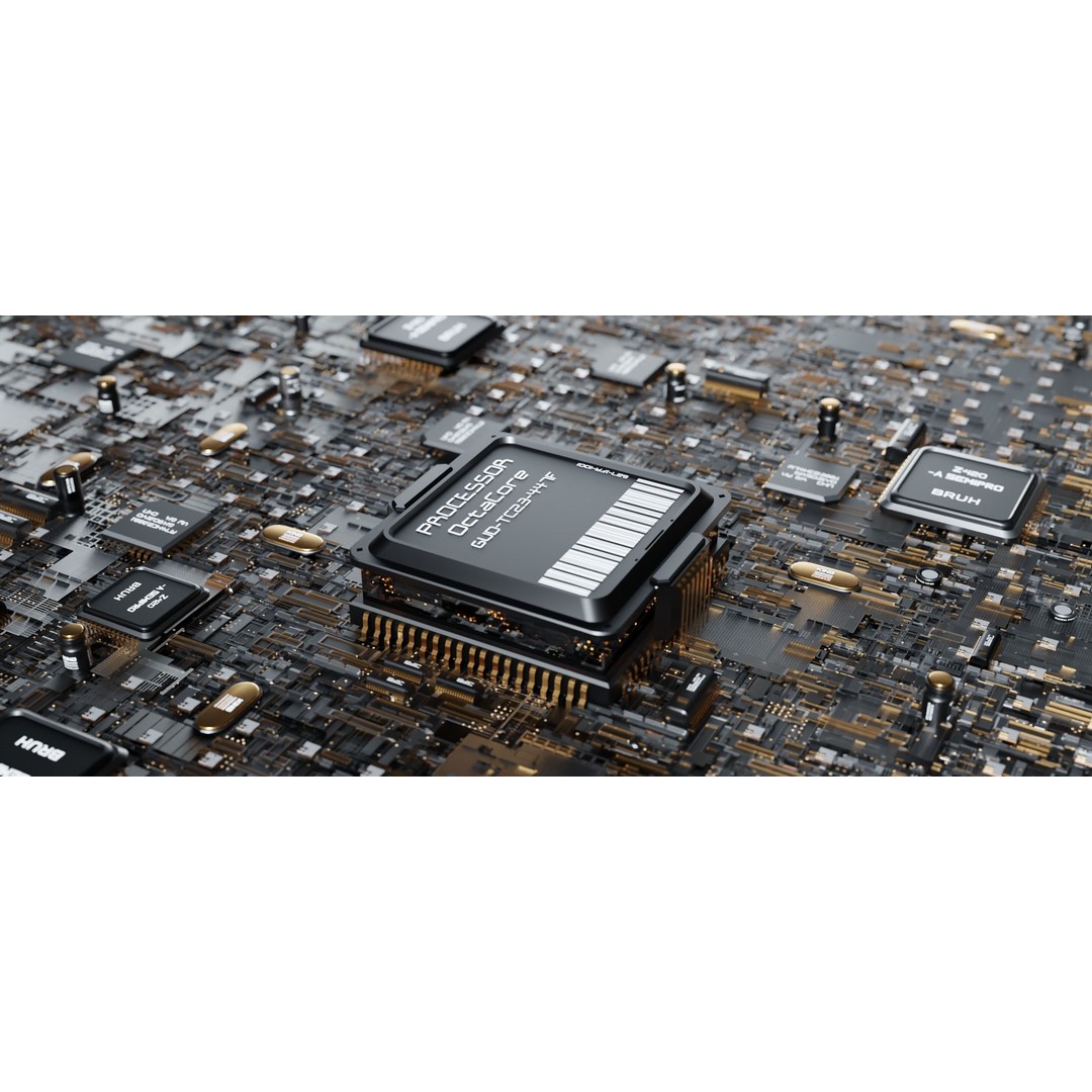 Motherboard 3D Model – High Poly Electronic Component, FBX, PBR - View 6