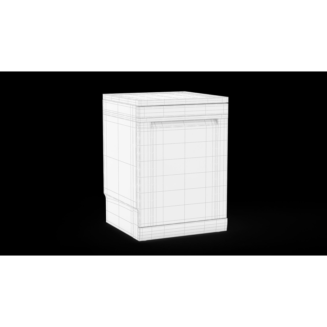 Whirlpool 60cm Maxi-Tub Dishwasher 3D Model – PBR Textured, Game-Ready - View 4