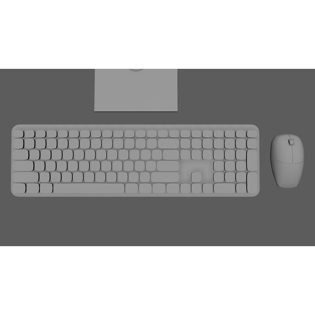 Wireless Computer Set 3D Model – Modern Keyboard, Mouse & Monitor, PBR - View 10