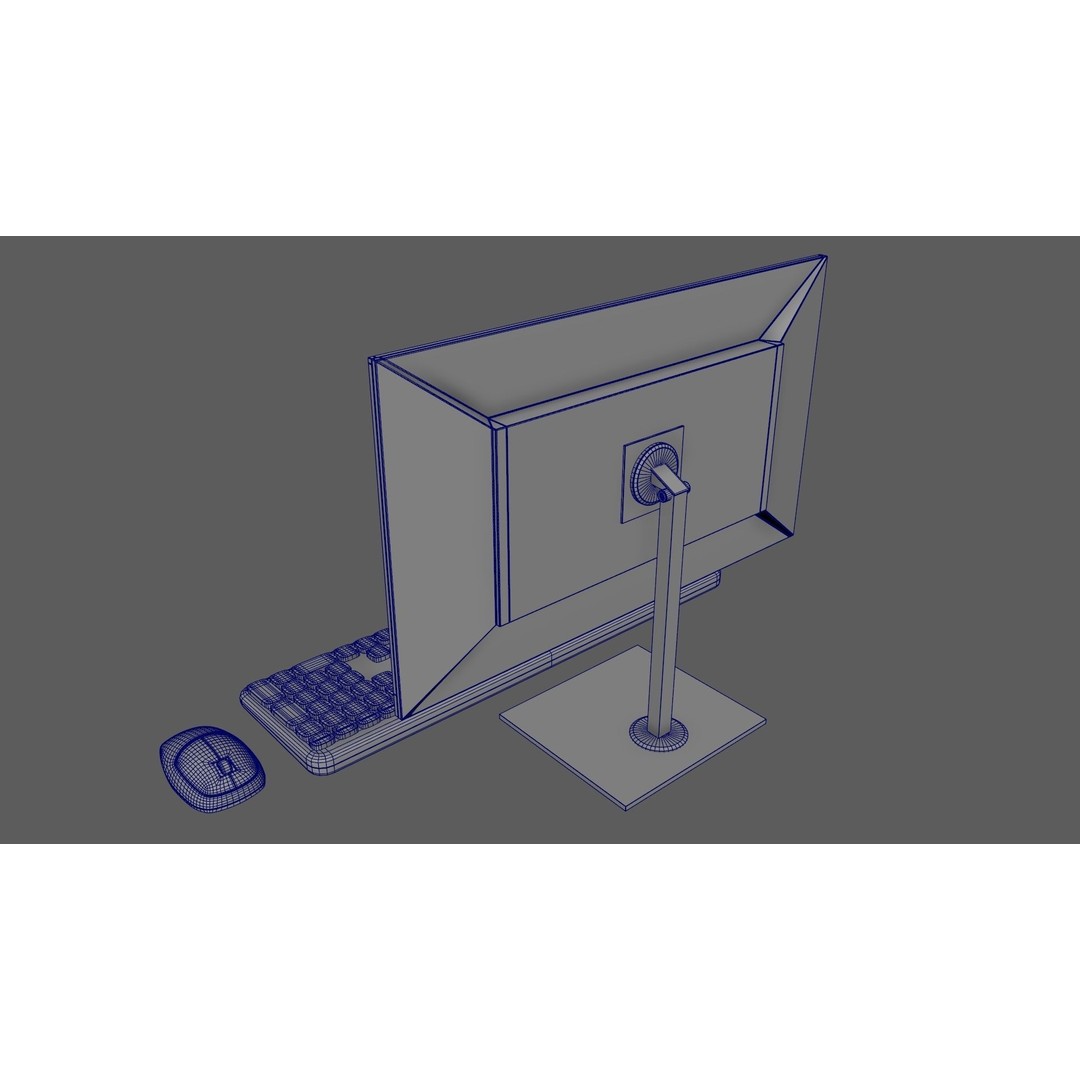 Wireless Computer Set 3D Model – Modern Keyboard, Mouse & Monitor, PBR - View 13