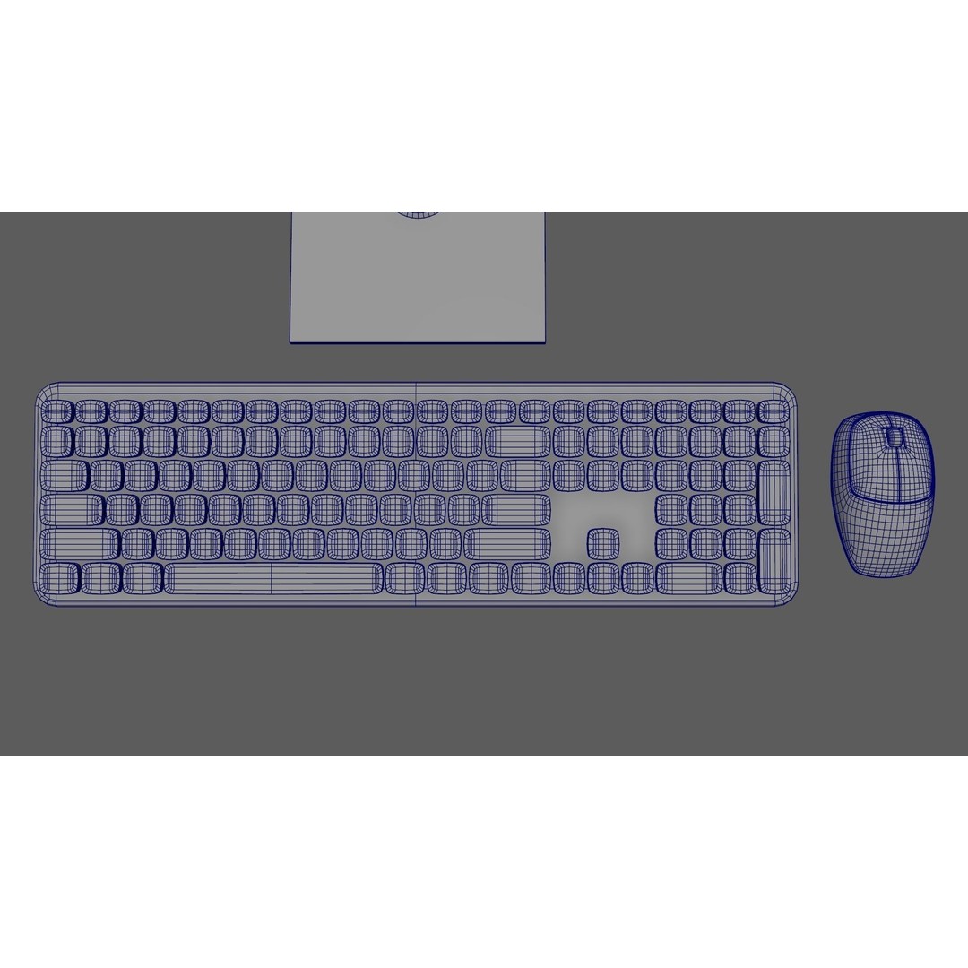 Wireless Computer Set 3D Model – Modern Keyboard, Mouse & Monitor, PBR - View 14