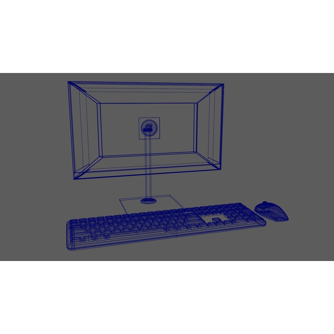 Wireless Computer Set 3D Model – Modern Keyboard, Mouse & Monitor, PBR - View 15