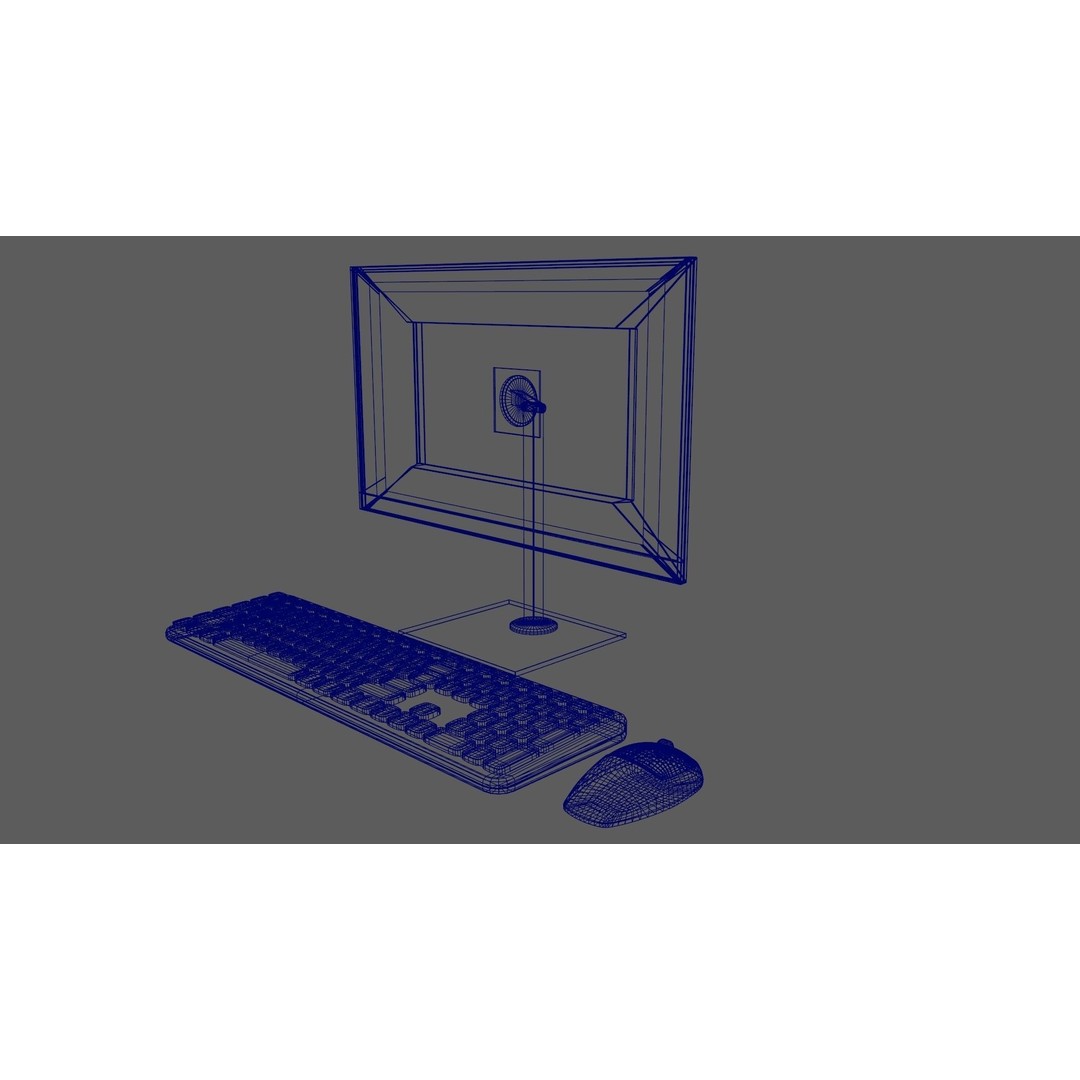 Wireless Computer Set 3D Model – Modern Keyboard, Mouse & Monitor, PBR - View 16