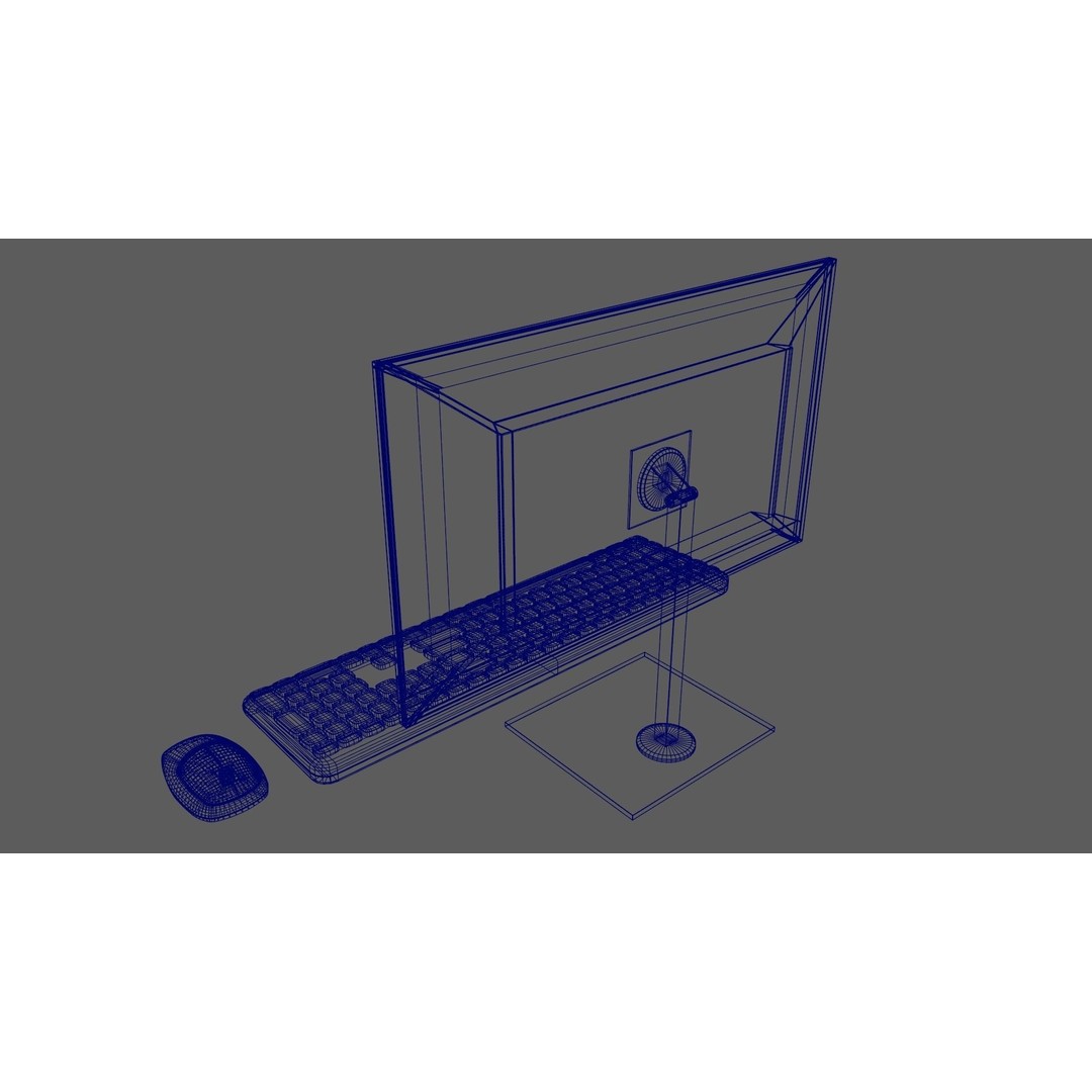 Wireless Computer Set 3D Model – Modern Keyboard, Mouse & Monitor, PBR - View 17