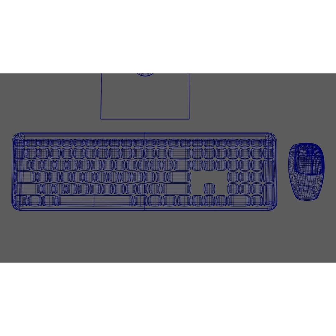 Wireless Computer Set 3D Model – Modern Keyboard, Mouse & Monitor, PBR - View 18