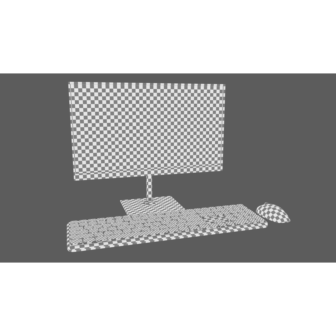 Wireless Computer Set 3D Model – Modern Keyboard, Mouse & Monitor, PBR - View 19