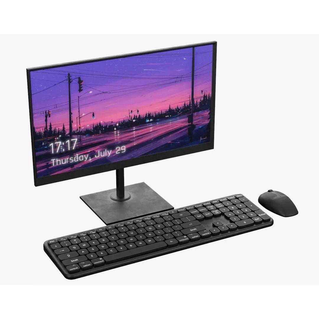 Wireless Computer Set 3D Model – Modern Keyboard, Mouse & Monitor, PBR - View 2