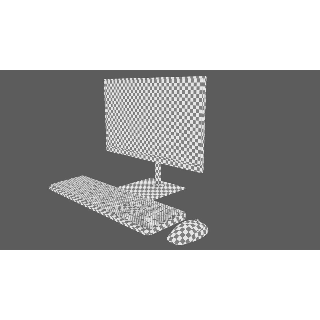 Wireless Computer Set 3D Model – Modern Keyboard, Mouse & Monitor, PBR - View 20